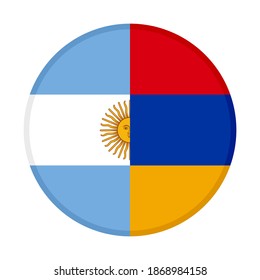 round icon with argentina and armenia flags isolated on white background