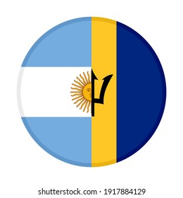 round icon with argentina and barbados flags, isolated on white background
