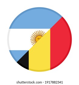 round icon with argentina and belgium flags, isolated on white background
