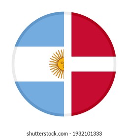 round icon with argentina and denmark flags isolated on white background
