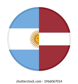 round icon with argentina and latvia flags isolated on white background
