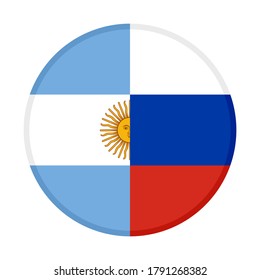round icon with argentina and russia flags
