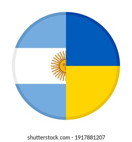 round icon with argentina and ukraine flags. vector illustration isolated on white background