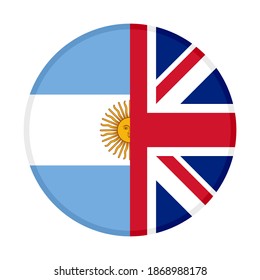 round icon with argentina and united kingdom flags isolated on white background