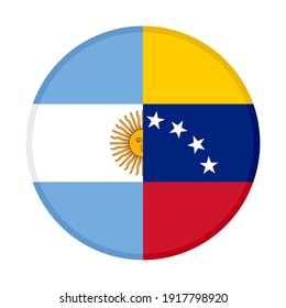 round icon with argentina and venezuela flags, isolated on white background
