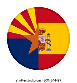 round icon with arizona and spain flags, isolated on white background
