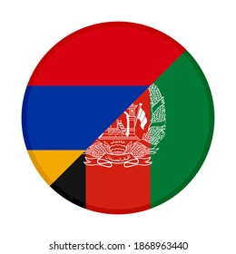 round icon with armenia and afghanistan flags isolated on white background