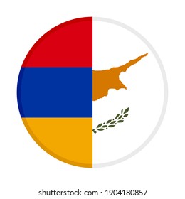 rundes Symbol mit Aramenie und Zypern-Flaggen einzeln auf weißem Hintergrund
