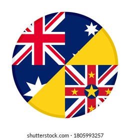 round icon with australia ans niue flags, isolated on white background