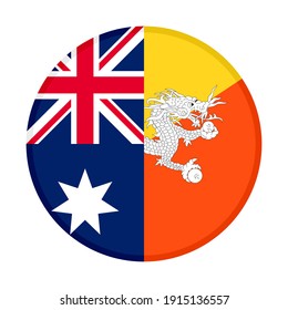 round icon with australia and bhutan flags, isolated on white background
