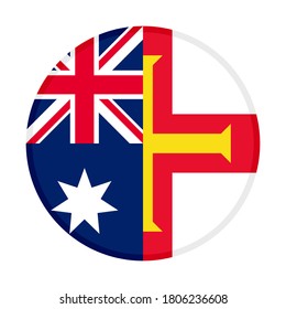 round icon with australia and guernsey flags, isolated on white background