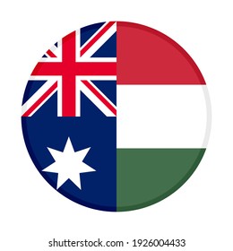 round icon with australia and hungary flags isolated on white background
