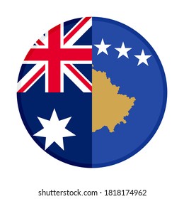 round icon with australia and kosovo flags, isolated on white background