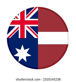 round icon with australia and latvia flags. vector illustration isolated on white background
