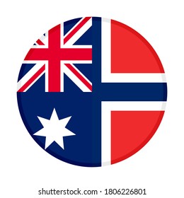 round icon with australia and norway flags, isolated on white background