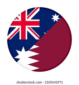 round icon with australia and qatar flags. vector illustration isolated on white background
