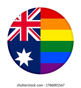 icono circular con bandera de australia y arco iris