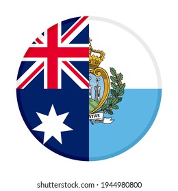 round icon with australia and san marino flags isolated on white background
