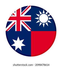 round icon with australia and taiwan flags. vector illustration isolated on white background
