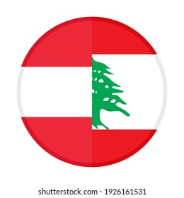 round icon with austria and lebanon flags isolated on white background

