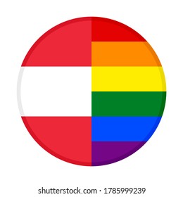 round icon with austria and rainbow flag