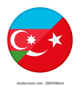 round icon with azerbaijan and turkey flags, isolated on white background
