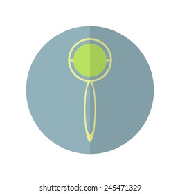 Round icon with baby rattle in flat style