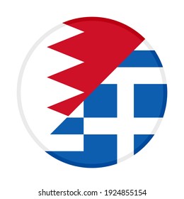 round icon with bahrain and greece flags isolated on white background
