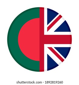 round icon with bangladesh and united kingdom flags isolated on white background