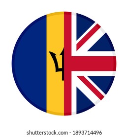 round icon with barados and united kingdom flags isolated on white background
