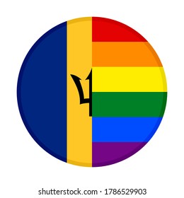 round icon with barbados and rainbow flag