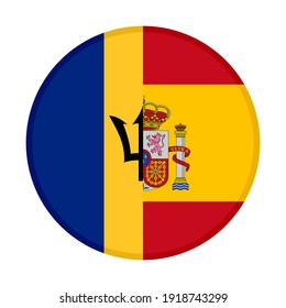 icono circular con banderas de barbados y españa, aisladas en fondo blanco
