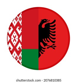 round icon with belarus and albania flags. vector illustration isolated on white background
