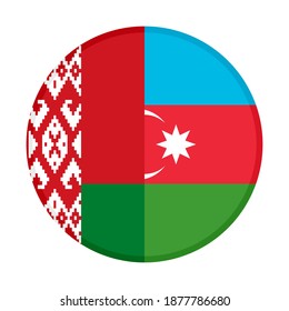 rundes Symbol mit belarus- und azerbaidschanischen Flaggen einzeln auf weißem Hintergrund