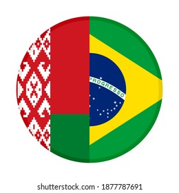 round icon with belarus and brazil flags isolated on white background