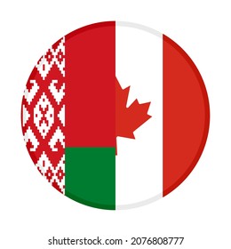 round icon with belarus and canada flags. vector illustration isolated on white background
