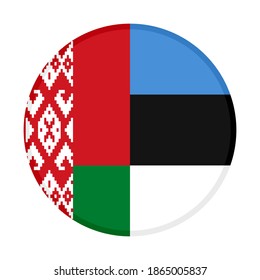 round icon with belarus and estonia flags isolated on white background