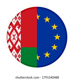 round icon with belarus and european union flags