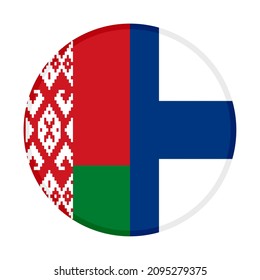 icono circular con banderas belarús y finlandia. ilustración vectorial aislada en fondo blanco
