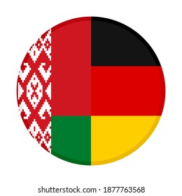icono circular con banderas belarús y alemanas aisladas en fondo blanco