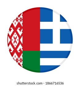 round icon with belarus and greece flags isolated on white background