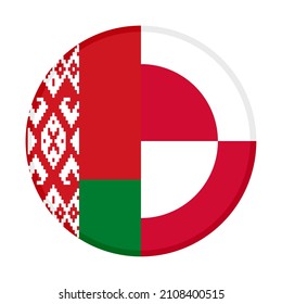 round icon with belarus and greenland flags. vector illustration isolated on white background