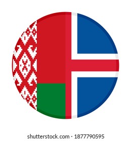 round icon with belarus and iceland flags isolated on white background