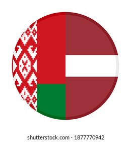 round icon with belarus and lativa flags isolated on white background