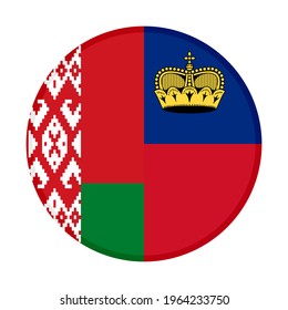 round icon with belarus and liechtenstein flags isolated on white background