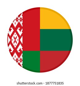 round icon with belarus and lithuania flags isolated on white background