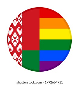 round icon with belarus and rainbow flags