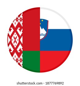 round icon with belarus and slovenia flags isolated on white background