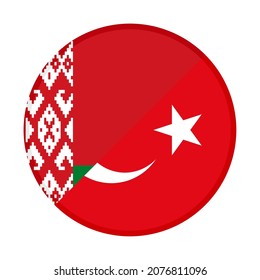 icono de redondeo con banderas belarús y turquía. ilustración vectorial aislada en fondo blanco
