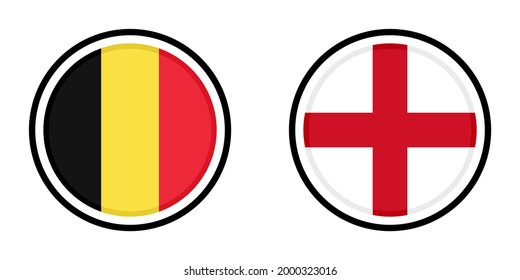 round icon with belgium and england flags, isolated on white background
